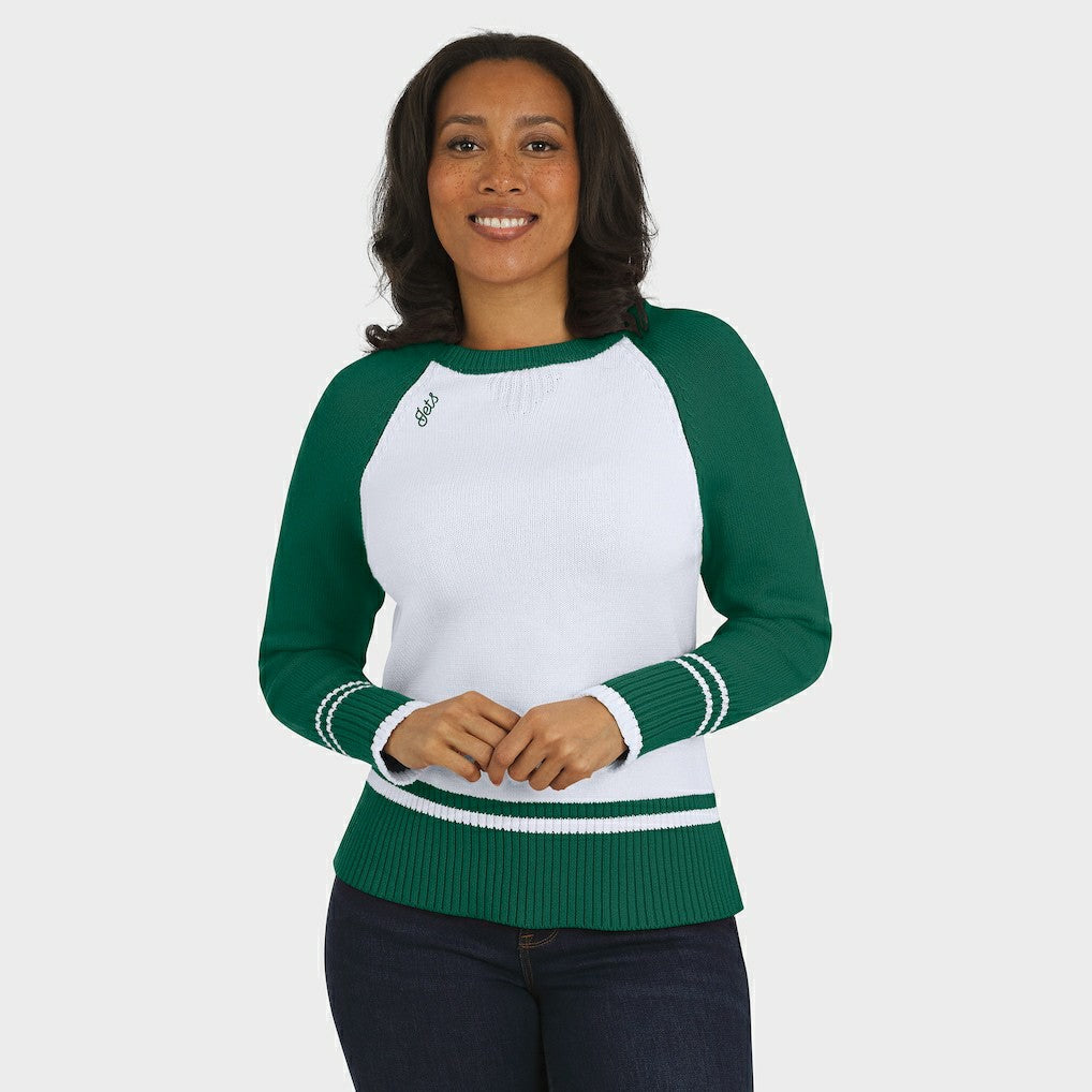 WEAR by Erin Andrews Women's Colorblock Raglan Sweater - New York Jets