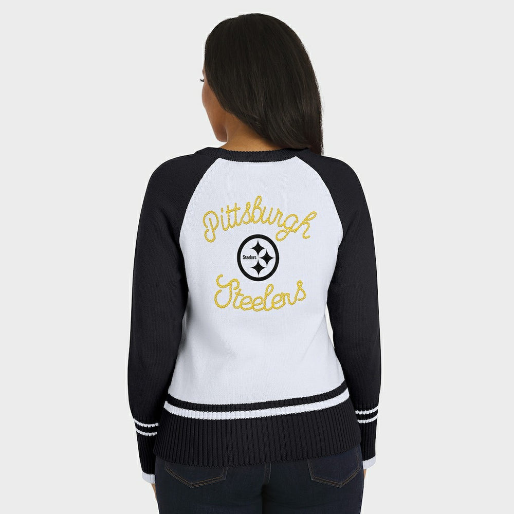 WEAR by Erin Andrews Women's Colorblock Raglan Sweater - Pittsburgh Steelers