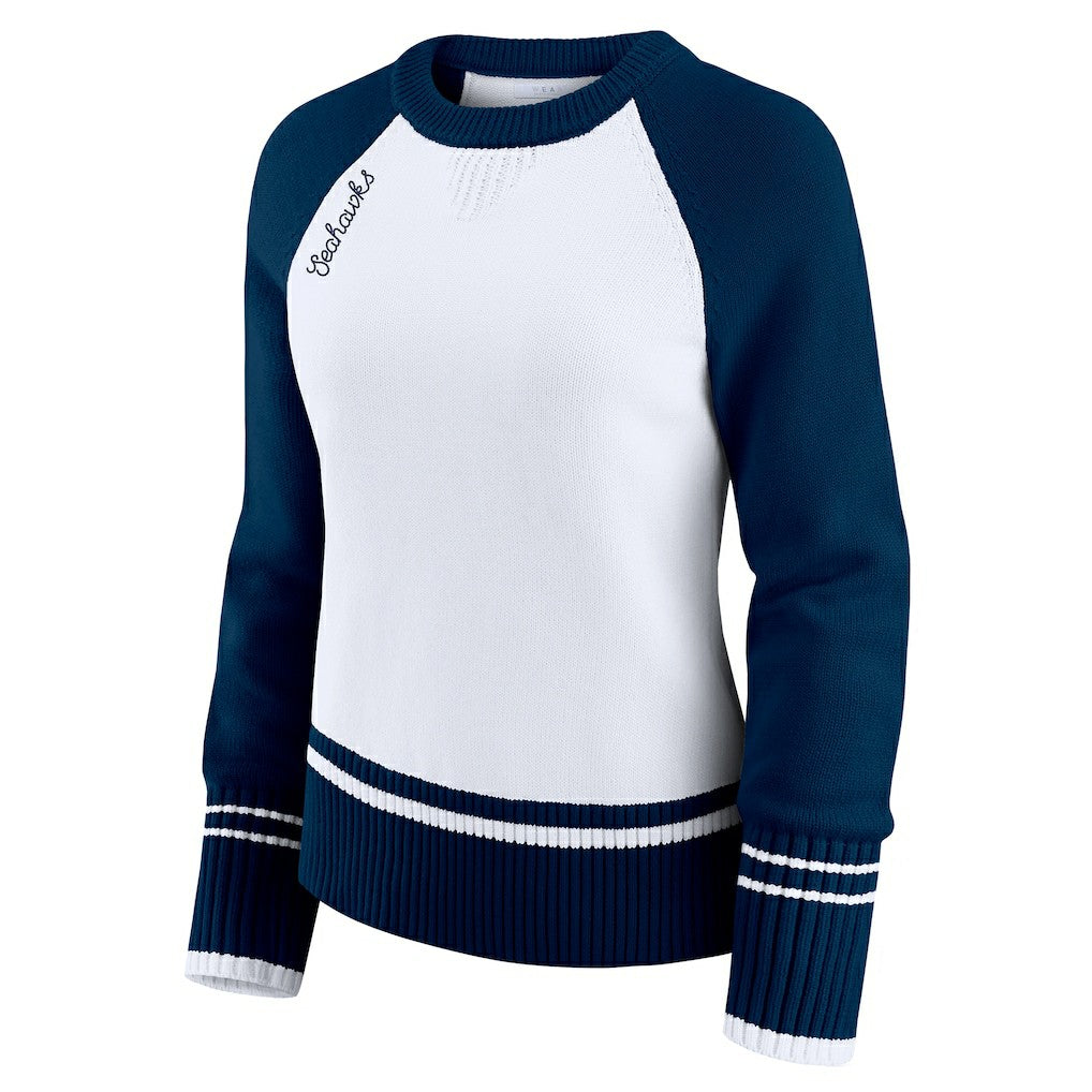 WEAR by Erin Andrews Women's Colorblock Raglan Sweater - Seattle Seahawks