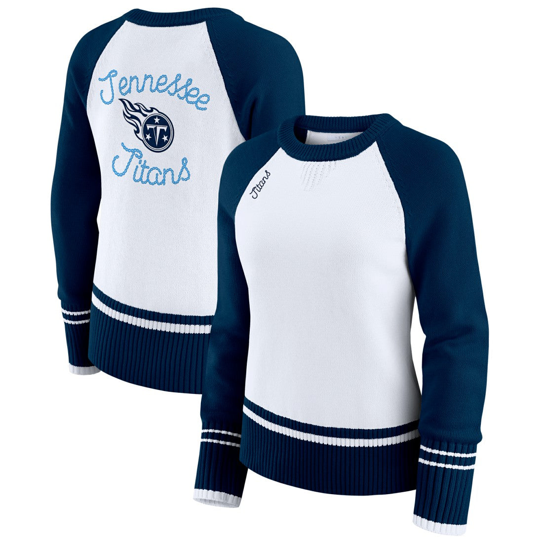WEAR by Erin Andrews Women's Colorblock Raglan Sweater - Tennessee Titans