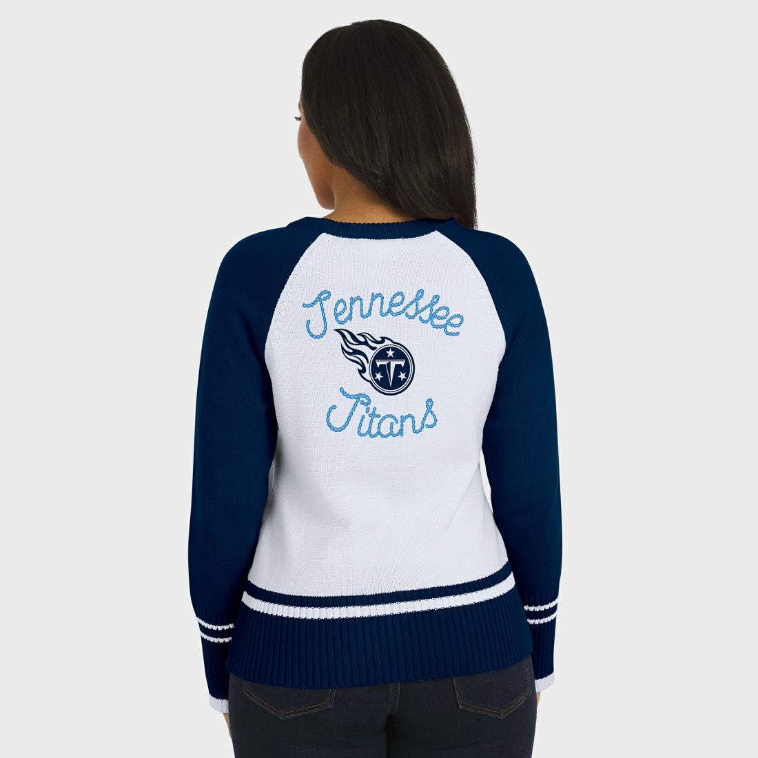 WEAR by Erin Andrews Women's Colorblock Raglan Sweater - Tennessee Titans