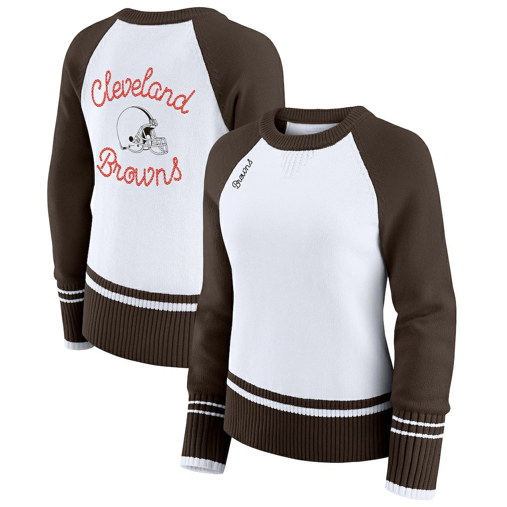 WEAR by Erin Andrews Women's Colorblock Raglan Sweater - Cleveland Browns