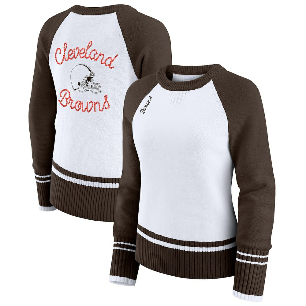 WEAR by Erin Andrews Women's Colorblock Raglan Sweater - Cleveland Browns