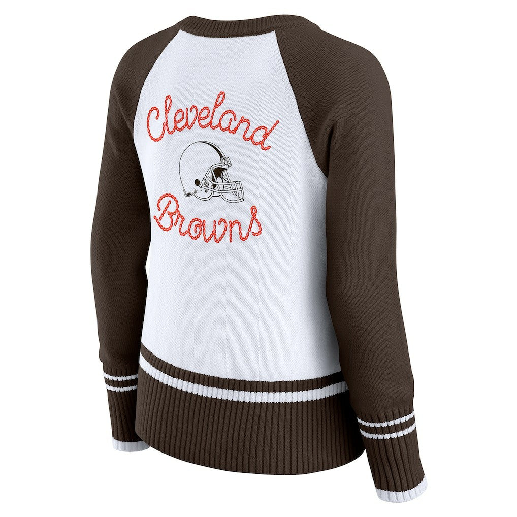 WEAR by Erin Andrews Women's Colorblock Raglan Sweater - Cleveland Browns