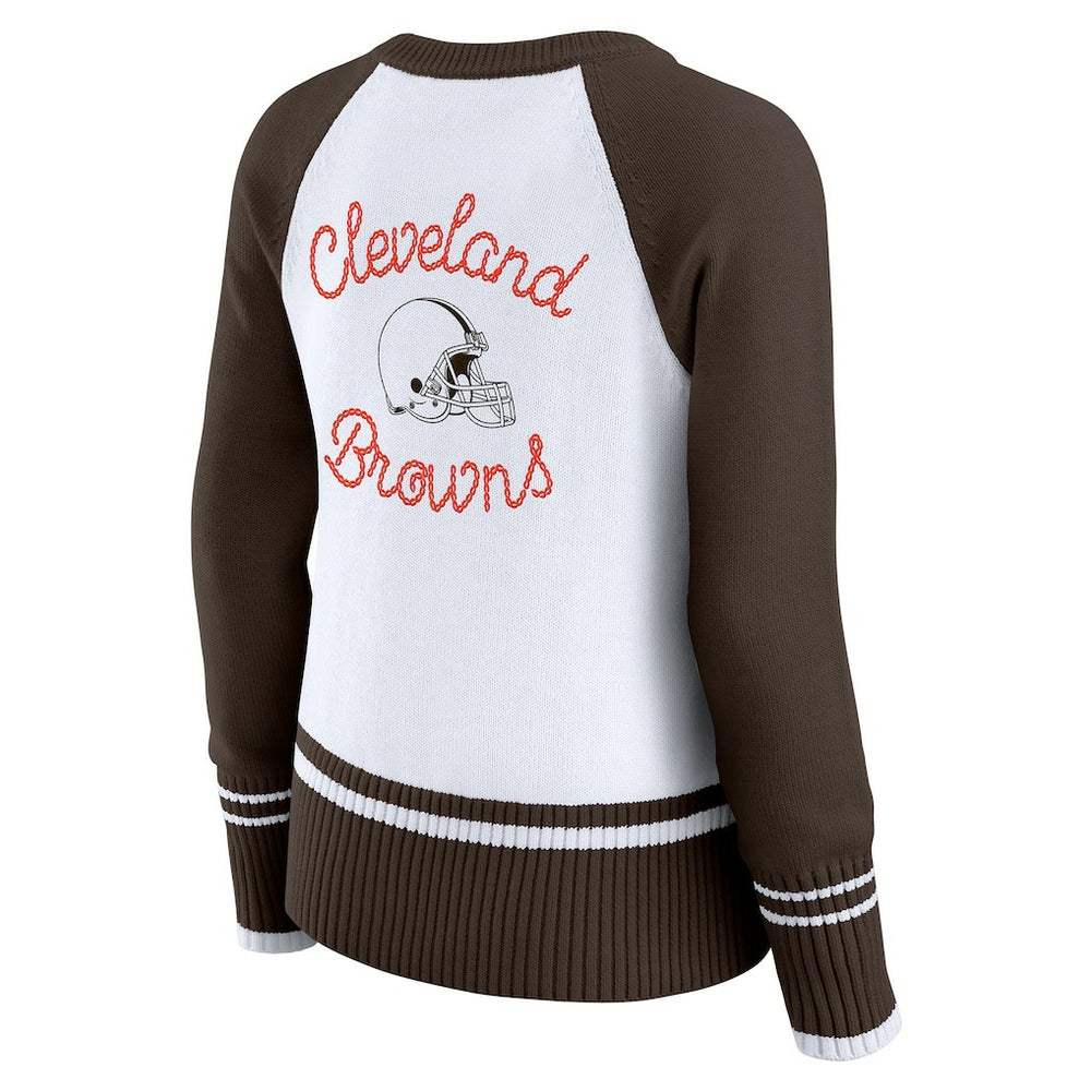 WEAR by Erin Andrews Women's Colorblock Raglan Sweater - Cleveland Browns