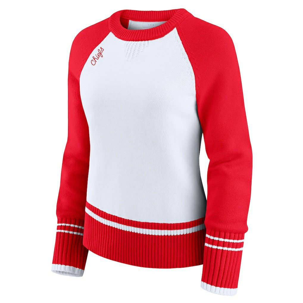 WEAR by Erin Andrews Women's Colorblock Raglan Sweater - Kansas City Chiefs