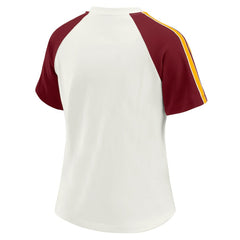 WEAR by Erin Andrews Women's Sleeve Stripe Distressed Raglan T-Shirt - Washington Commanders T-shirts