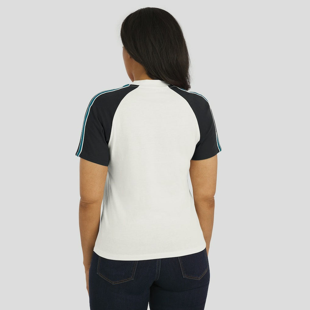 WEAR by Erin Andrews Women's Sleeve Stripe Distressed Raglan T-Shirt - Jacksonville Jaguars T-shirts