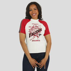 WEAR by Erin Andrews Women's Sleeve Stripe Distressed Raglan T-Shirt - Atlanta Falcons T-shirts