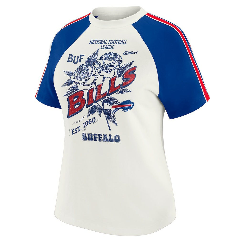 WEAR by Erin Andrews Women's Sleeve Stripe Distressed Raglan T-Shirt - Buffalo Bills T-shirts