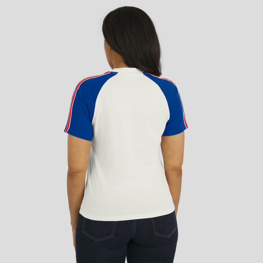 WEAR by Erin Andrews Women's Sleeve Stripe Distressed Raglan T-Shirt - Buffalo Bills T-shirts