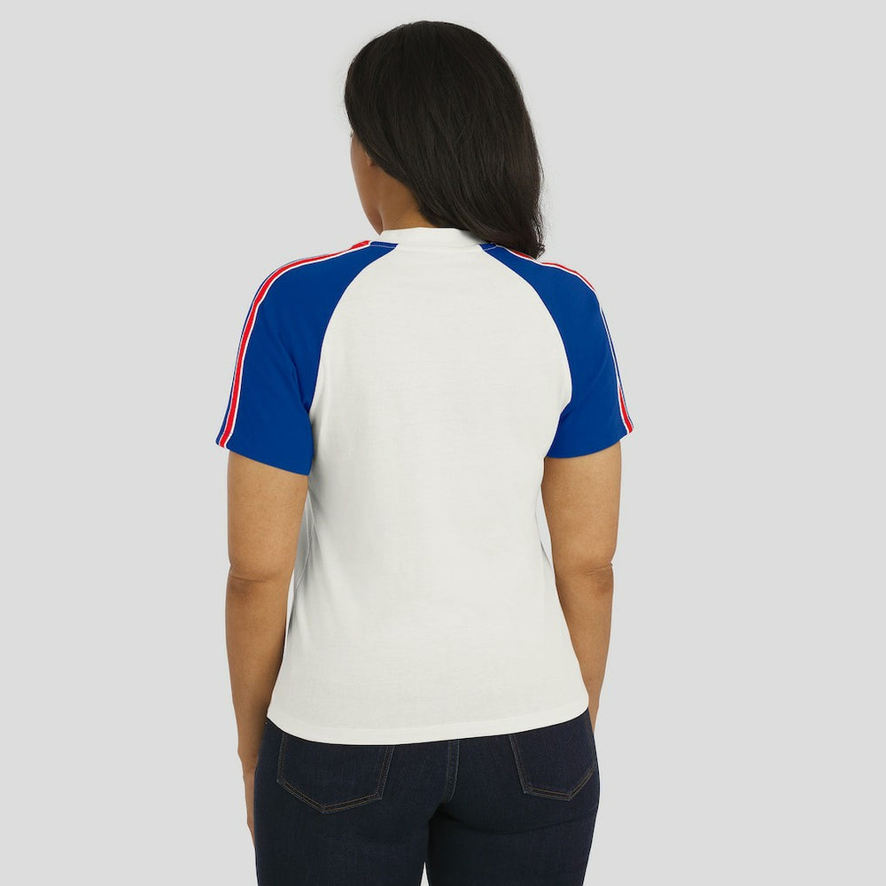 WEAR by Erin Andrews Women's Sleeve Stripe Distressed Raglan T-Shirt - Buffalo Bills T-shirts
