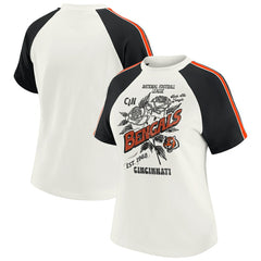 WEAR by Erin Andrews Women's Sleeve Stripe Distressed Raglan T-Shirt - Cincinnati Bengals T-shirts