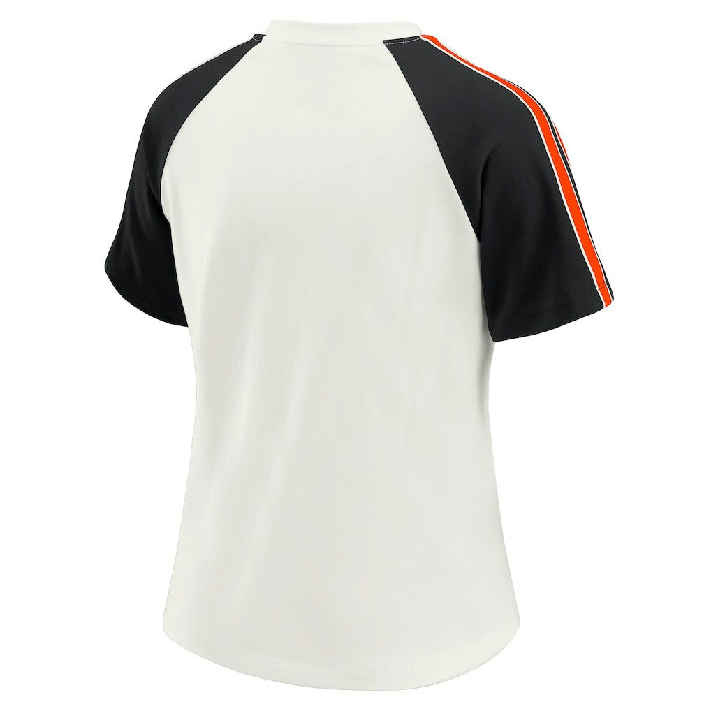 WEAR by Erin Andrews Women's Sleeve Stripe Distressed Raglan T-Shirt - Cincinnati Bengals T-shirts
