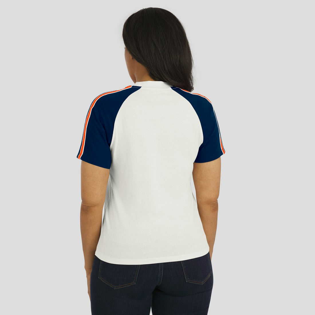 WEAR by Erin Andrews Women's Sleeve Stripe Distressed Raglan T-Shirt - Denver Broncos T-shirts