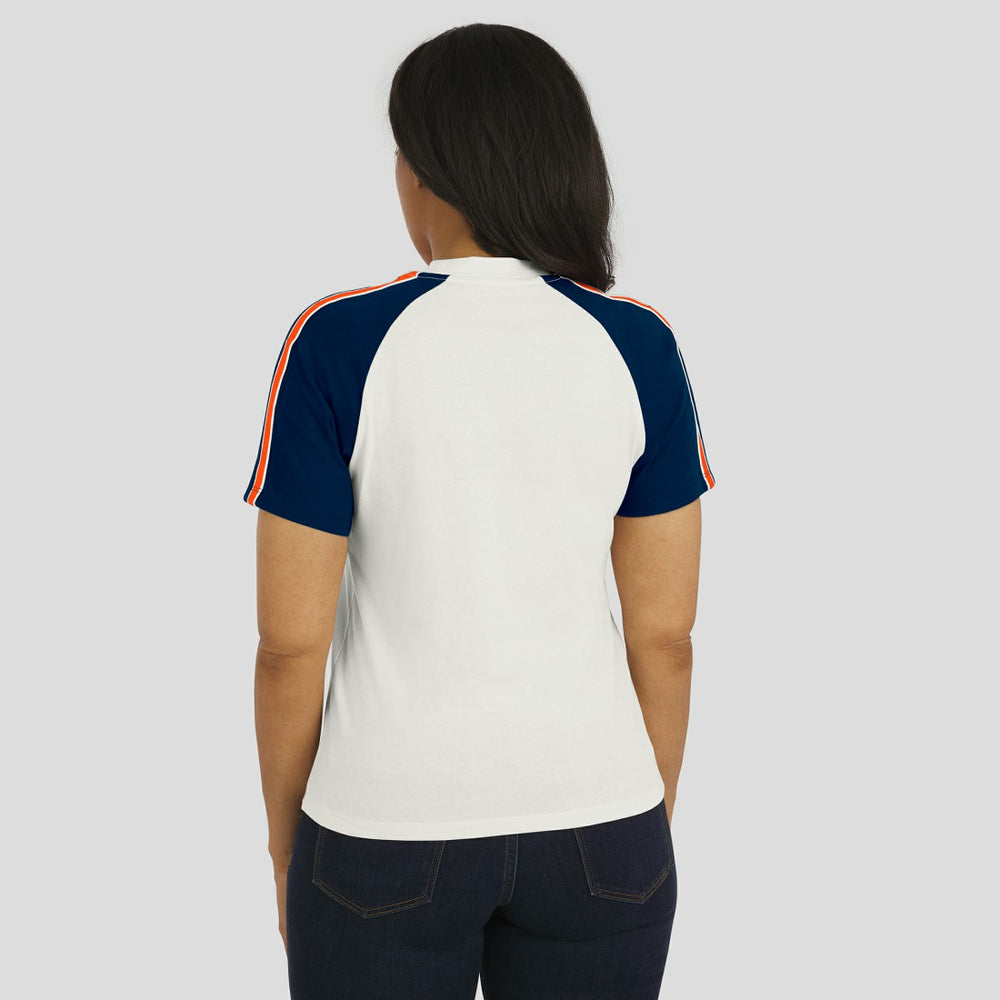 WEAR by Erin Andrews Women's Sleeve Stripe Distressed Raglan T-Shirt - Denver Broncos T-shirts