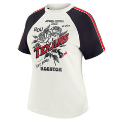 WEAR by Erin Andrews Women's Sleeve Stripe Distressed Raglan T-Shirt - Houston Texans T-shirts