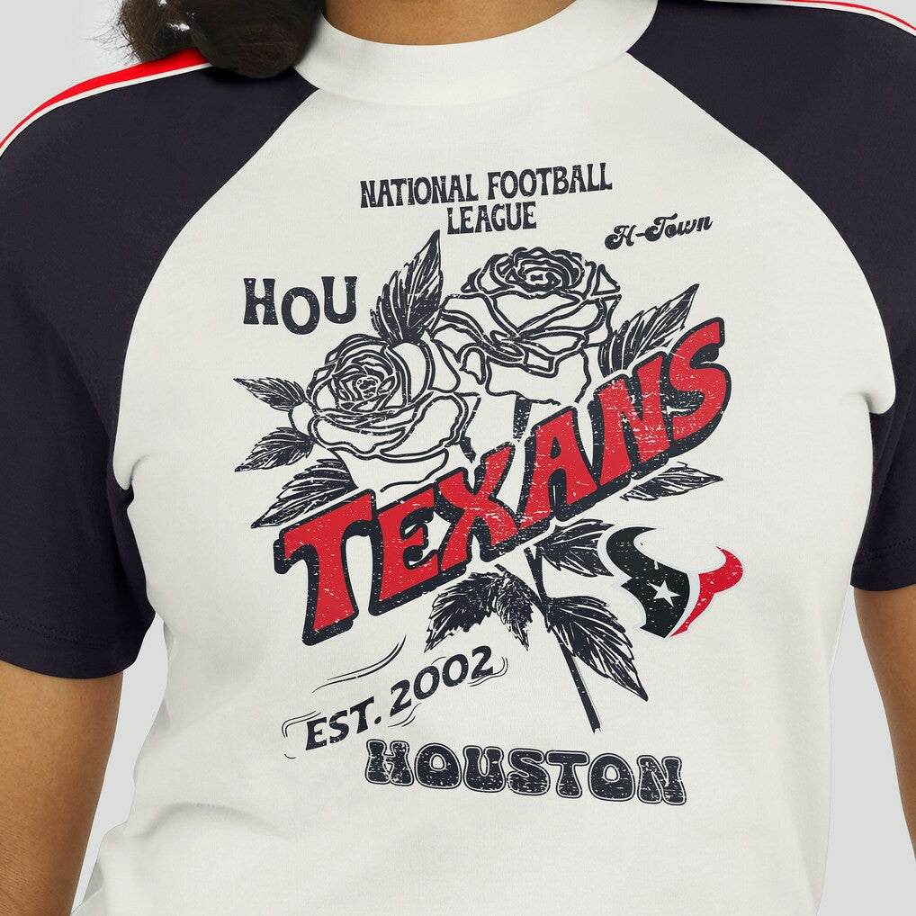 WEAR by Erin Andrews Women's Sleeve Stripe Distressed Raglan T-Shirt - Houston Texans T-shirts
