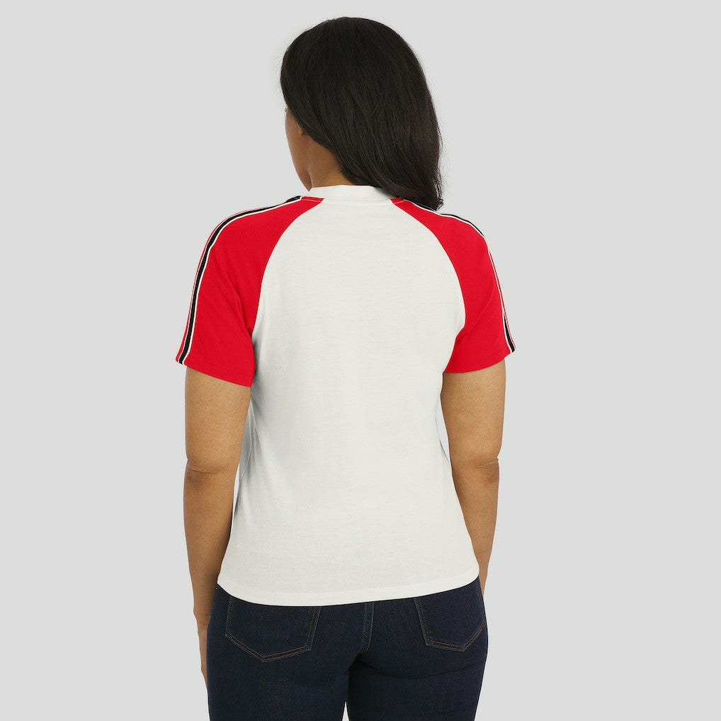 WEAR by Erin Andrews Women's Sleeve Stripe Distressed Raglan T-Shirt - Kansas City Chiefs T-shirts