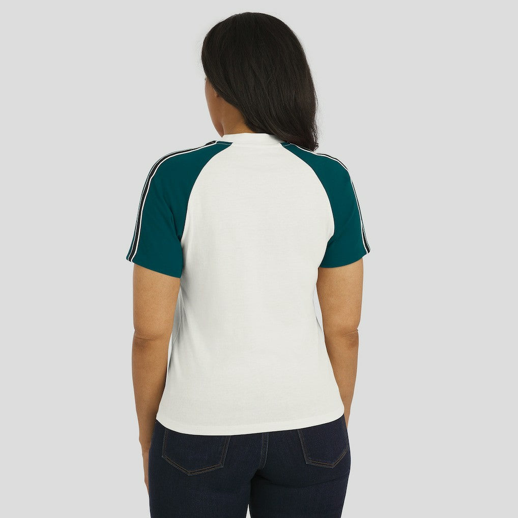 WEAR by Erin Andrews Women's Sleeve Stripe Distressed Raglan T-Shirt - Philadelphia Eagles T-shirts