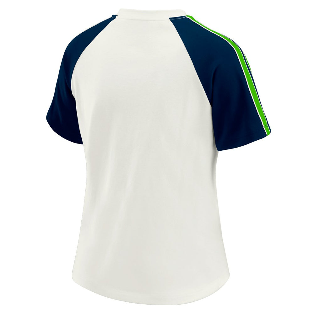 WEAR by Erin Andrews Women's Sleeve Stripe Distressed Raglan T-Shirt - Seattle Seahawks T-shirts