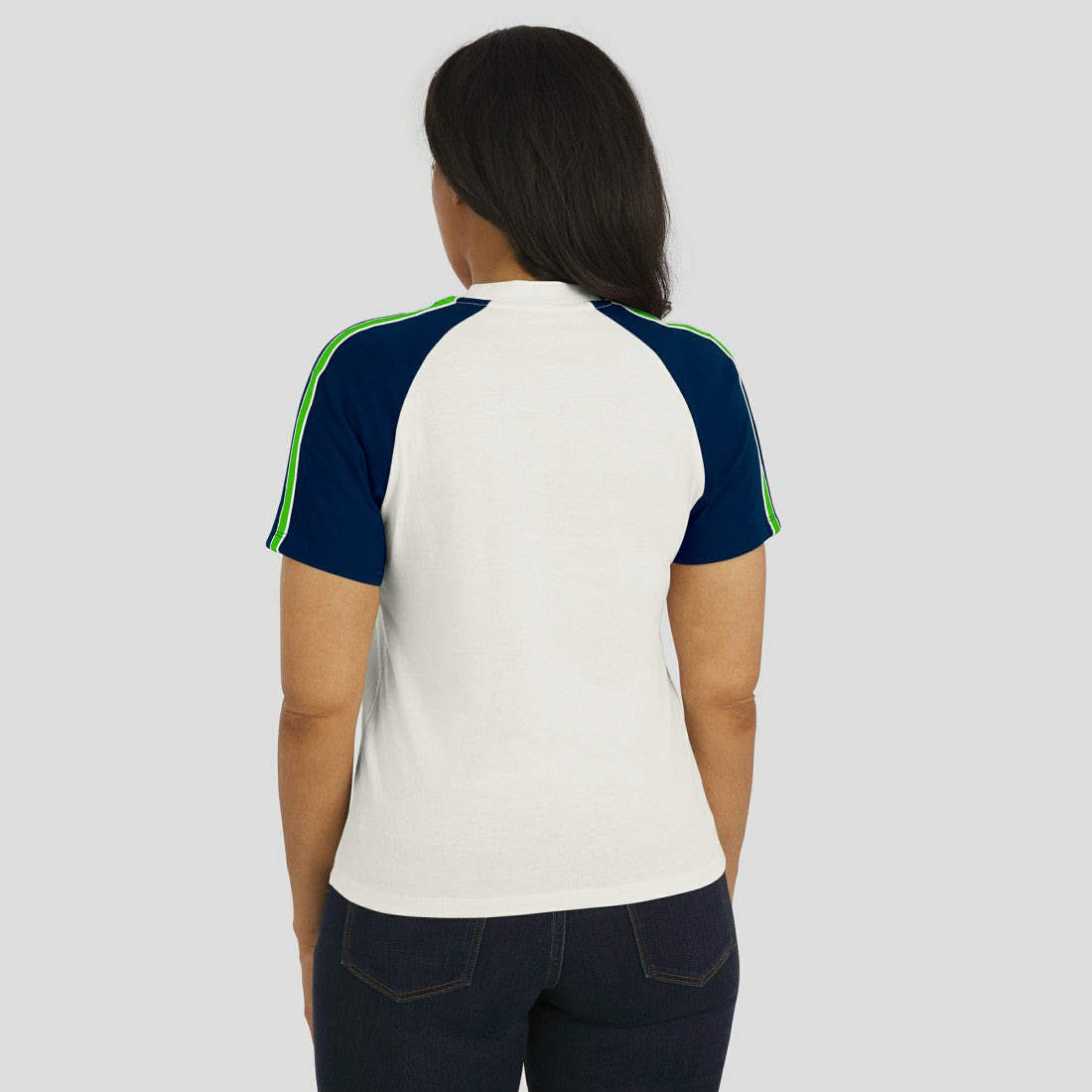 WEAR by Erin Andrews Women's Sleeve Stripe Distressed Raglan T-Shirt - Seattle Seahawks T-shirts