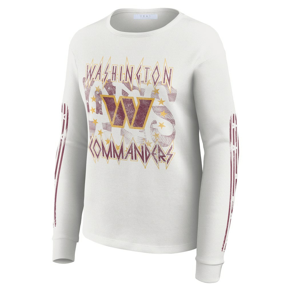 WEAR by Erin Andrews Women's Graphic Waffle Long-Sleeve T-Shirt - Washington Commanders T-shirts
