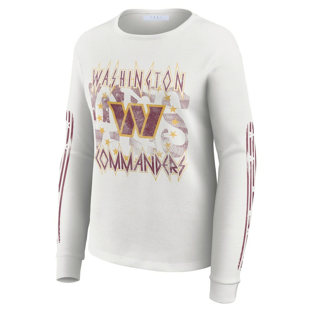 WEAR by Erin Andrews Women's Graphic Waffle Long-Sleeve T-Shirt - Washington Commanders T-shirts