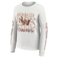 WEAR by Erin Andrews Women's Graphic Waffle Long-Sleeve T-Shirt - Washington Commanders T-shirts