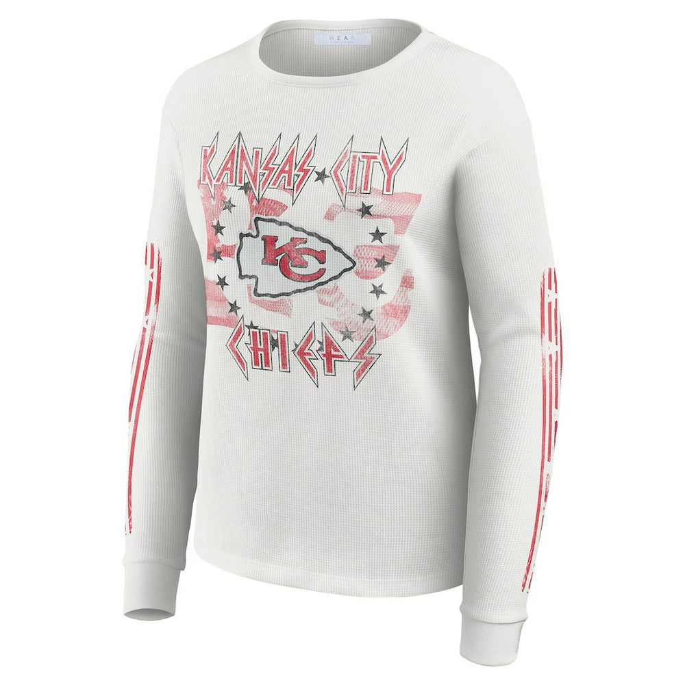 WEAR by Erin Andrews Women's Graphic Waffle Long-Sleeve T-Shirt - Kansas City Chiefs T-shirts