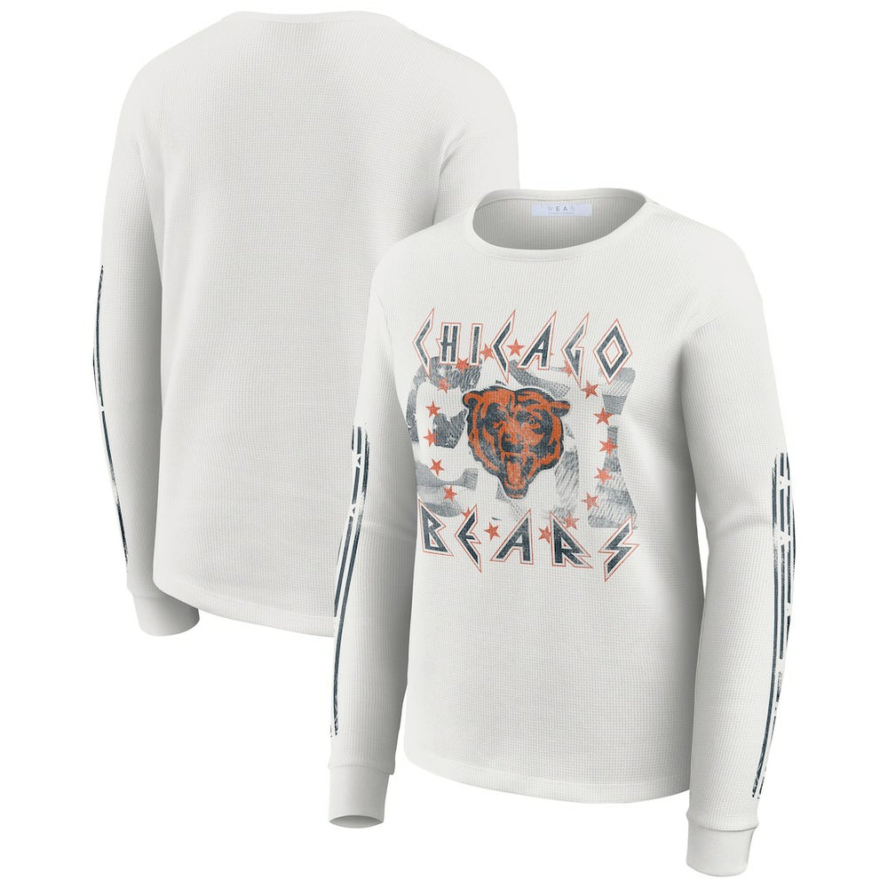 WEAR by Erin Andrews Women's Graphic Waffle Long-Sleeve T-Shirt - Chicago Bears T-shirts