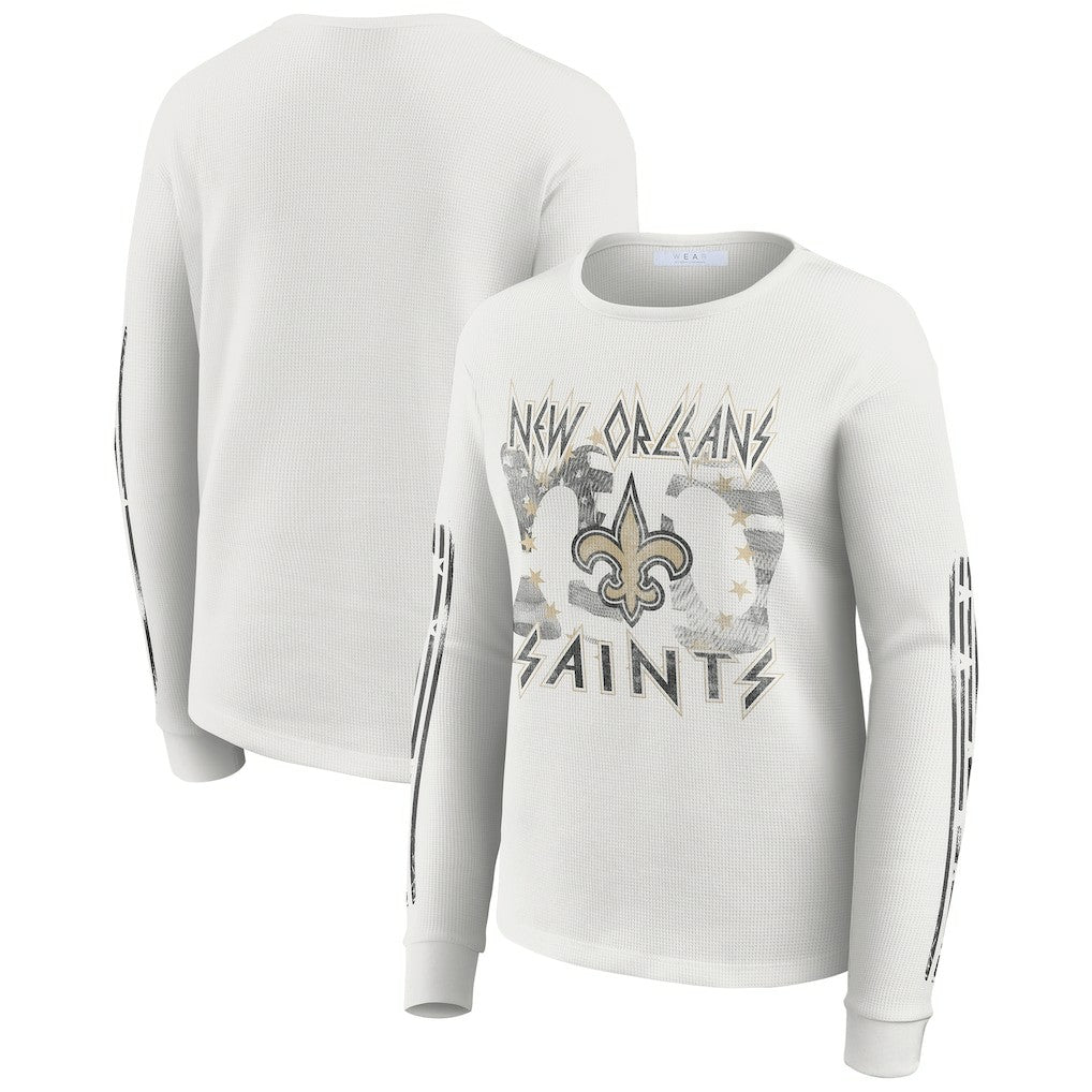 WEAR by Erin Andrews Women's Graphic Waffle Long-Sleeve T-Shirt - New Orleans Saints T-shirts