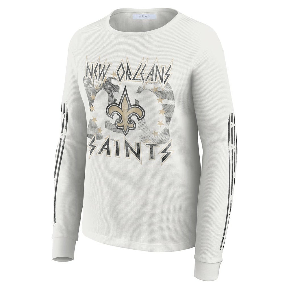 WEAR by Erin Andrews Women's Graphic Waffle Long-Sleeve T-Shirt - New Orleans Saints T-shirts