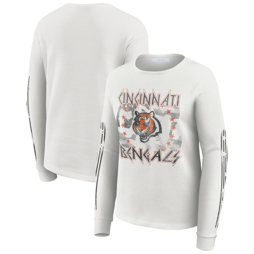WEAR by Erin Andrews Women's Graphic Waffle Long-Sleeve T-Shirt - Cincinnati Bengals T-shirts