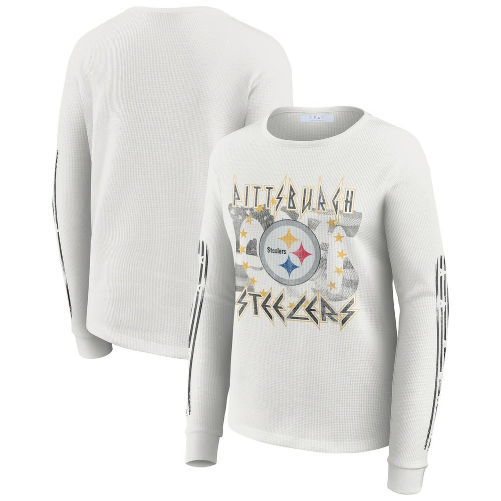 WEAR by Erin Andrews Women's Graphic Waffle Long-Sleeve T-Shirt - Pittsburgh Steelers T-shirts