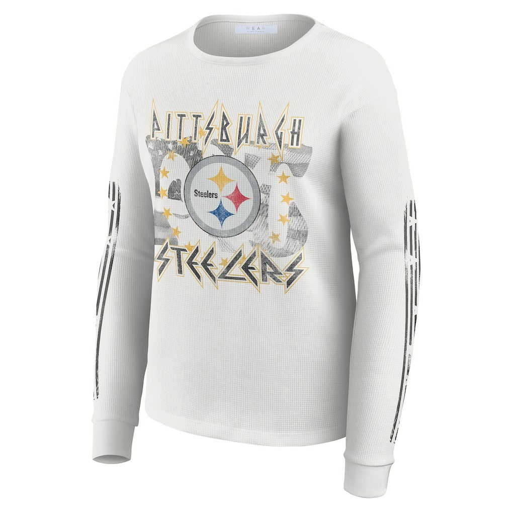 WEAR by Erin Andrews Women's Graphic Waffle Long-Sleeve T-Shirt - Pittsburgh Steelers T-shirts