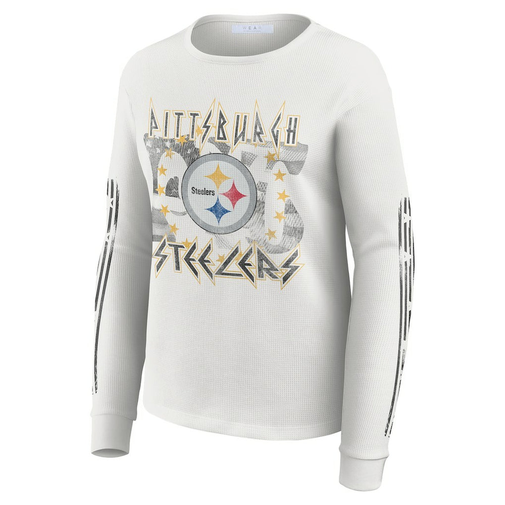 WEAR by Erin Andrews Women's Graphic Waffle Long-Sleeve T-Shirt - Pittsburgh Steelers T-shirts
