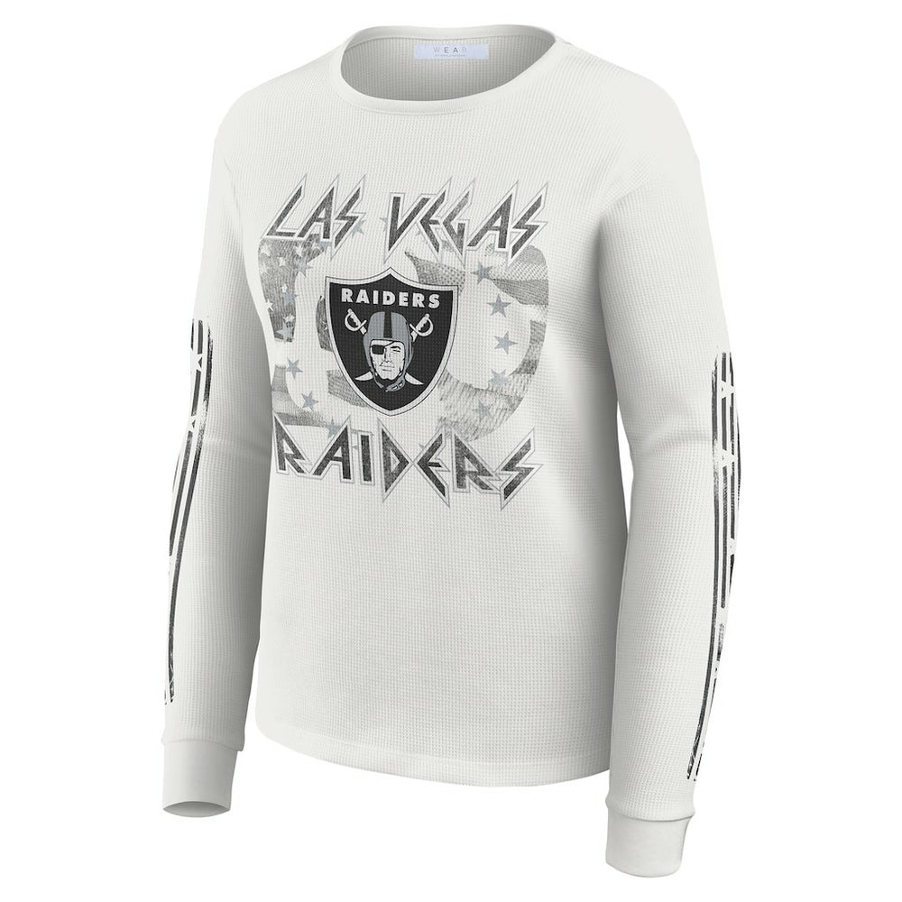 WEAR by Erin Andrews Women's Graphic Waffle Long-Sleeve T-Shirt - Las Vegas Raiders T-shirts
