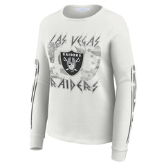 WEAR by Erin Andrews Women's Graphic Waffle Long-Sleeve T-Shirt - Las Vegas Raiders T-shirts