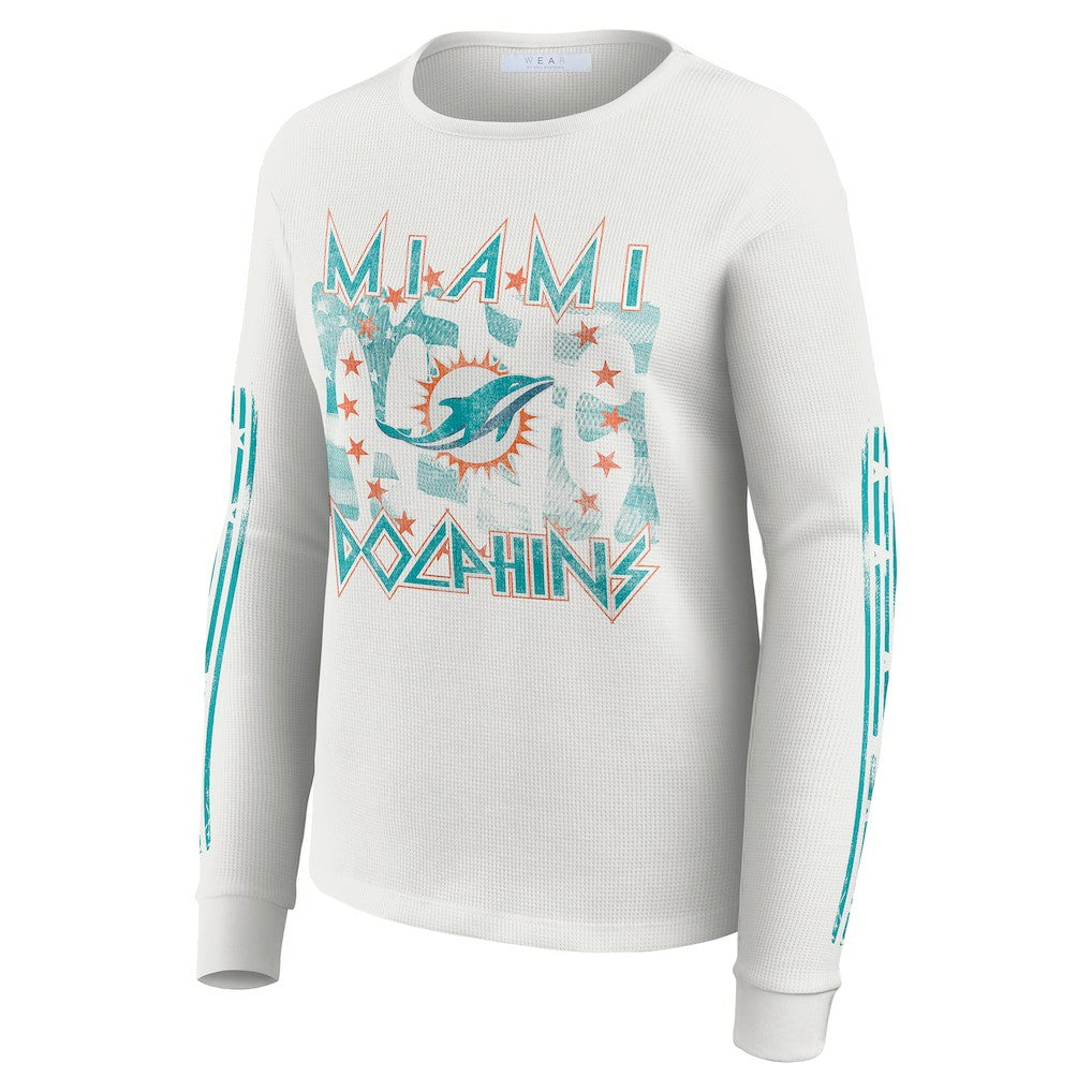 WEAR by Erin Andrews Women's Graphic Waffle Long-Sleeve T-Shirt - Miami Dolphins T-shirts