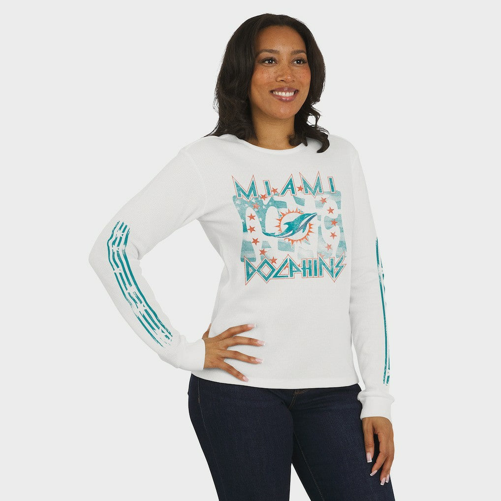 WEAR by Erin Andrews Women's Graphic Waffle Long-Sleeve T-Shirt - Miami Dolphins T-shirts