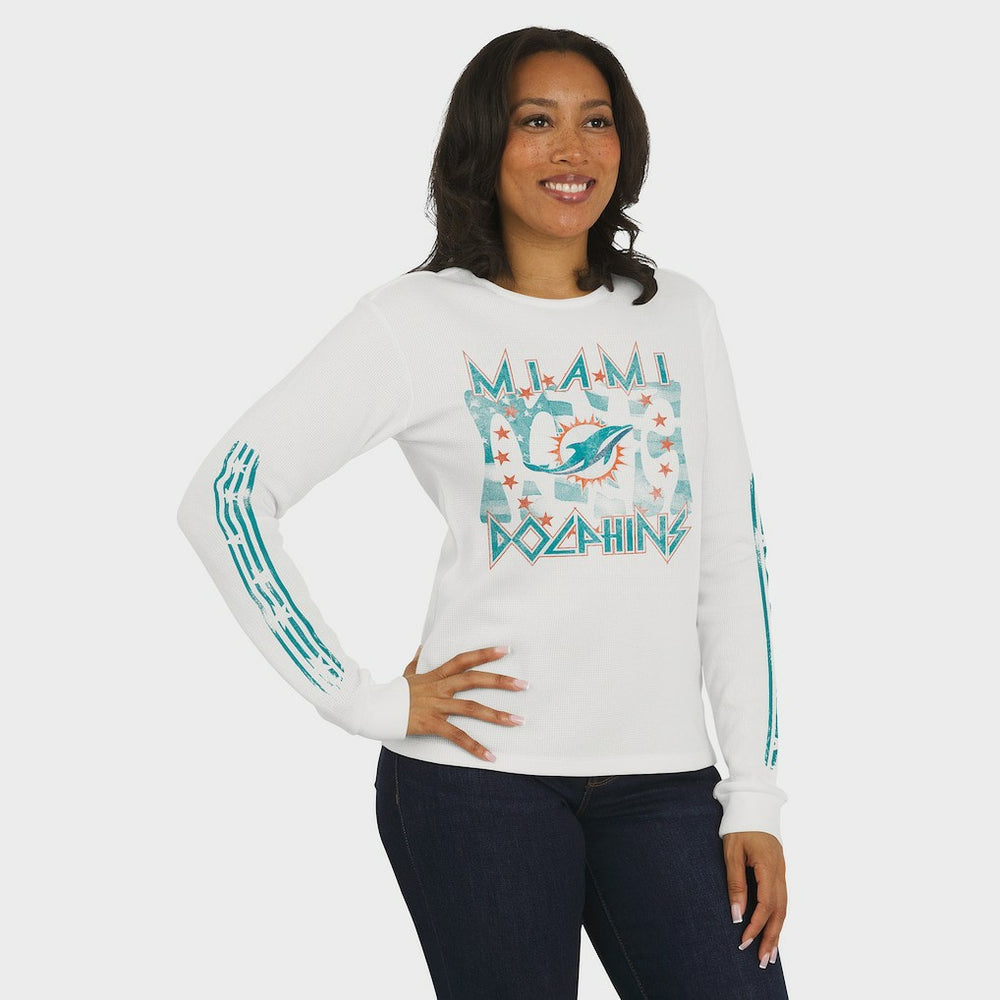 WEAR by Erin Andrews Women's Graphic Waffle Long-Sleeve T-Shirt - Miami Dolphins T-shirts