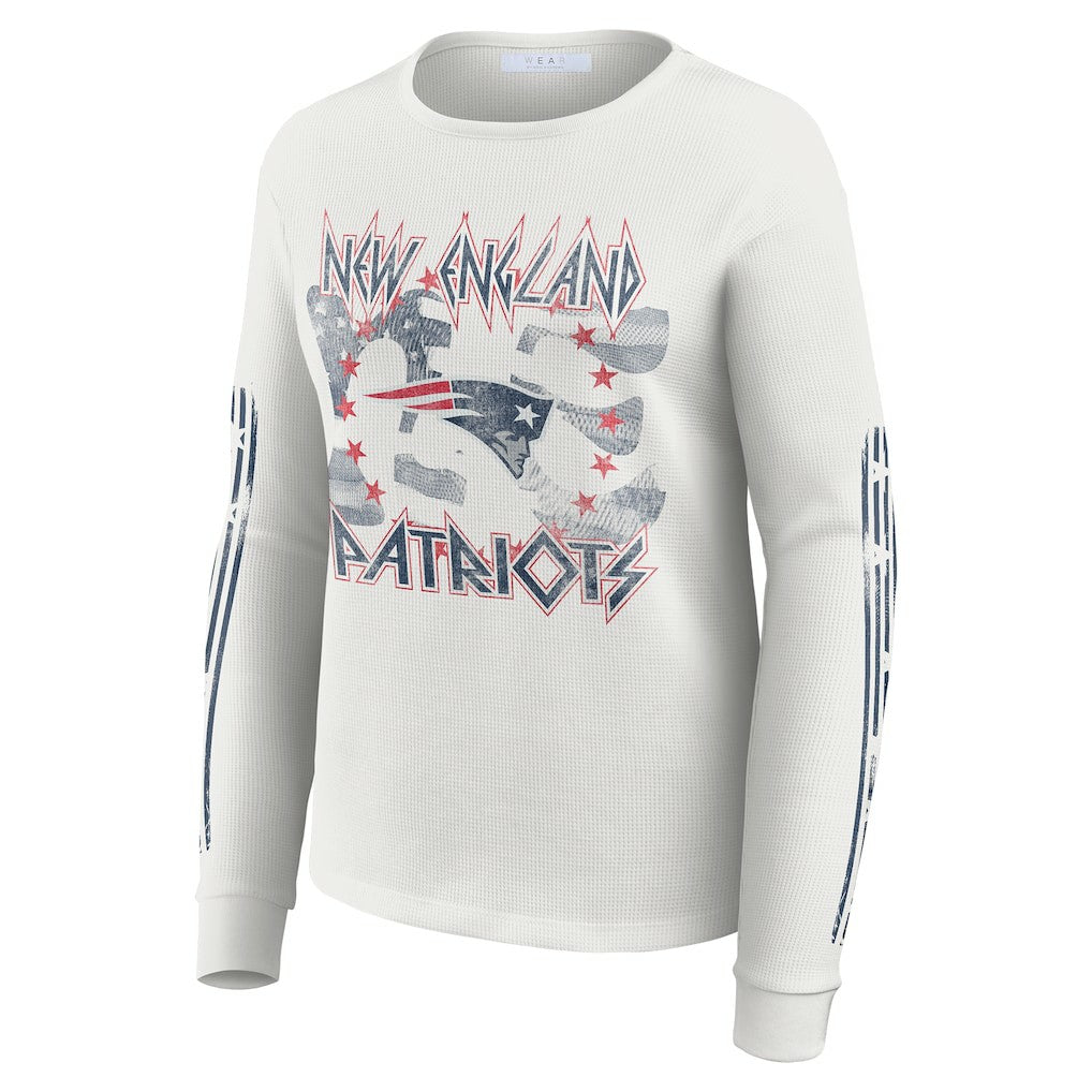 WEAR by Erin Andrews Women's Graphic Waffle Long-Sleeve T-Shirt - New England Patriots T-shirts