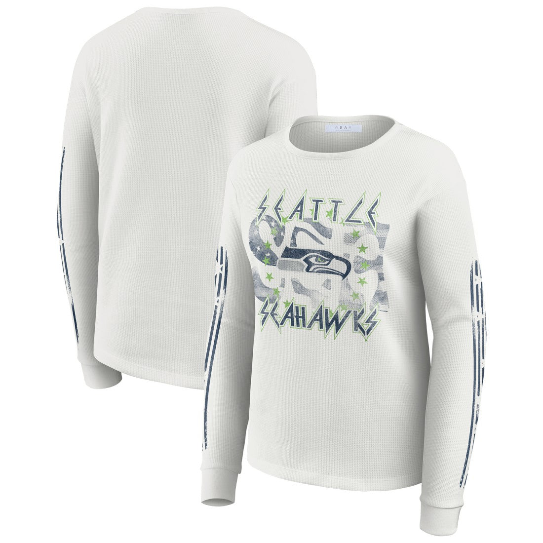 WEAR by Erin Andrews Women's Graphic Waffle Long-Sleeve T-Shirt - Seattle Seahawks T-shirts