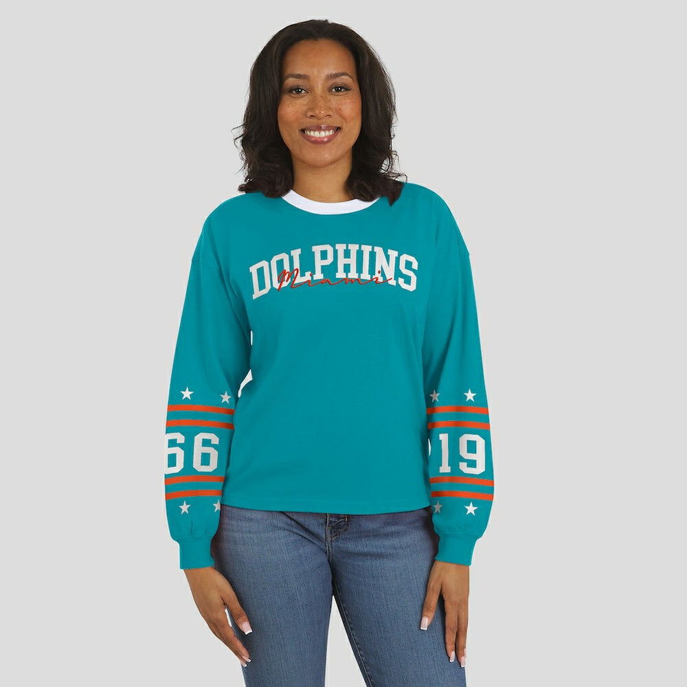 WEAR by Erin Andrews Women's Sport Long-Sleeve T-Shirt - Miami Dolphins T-shirts
