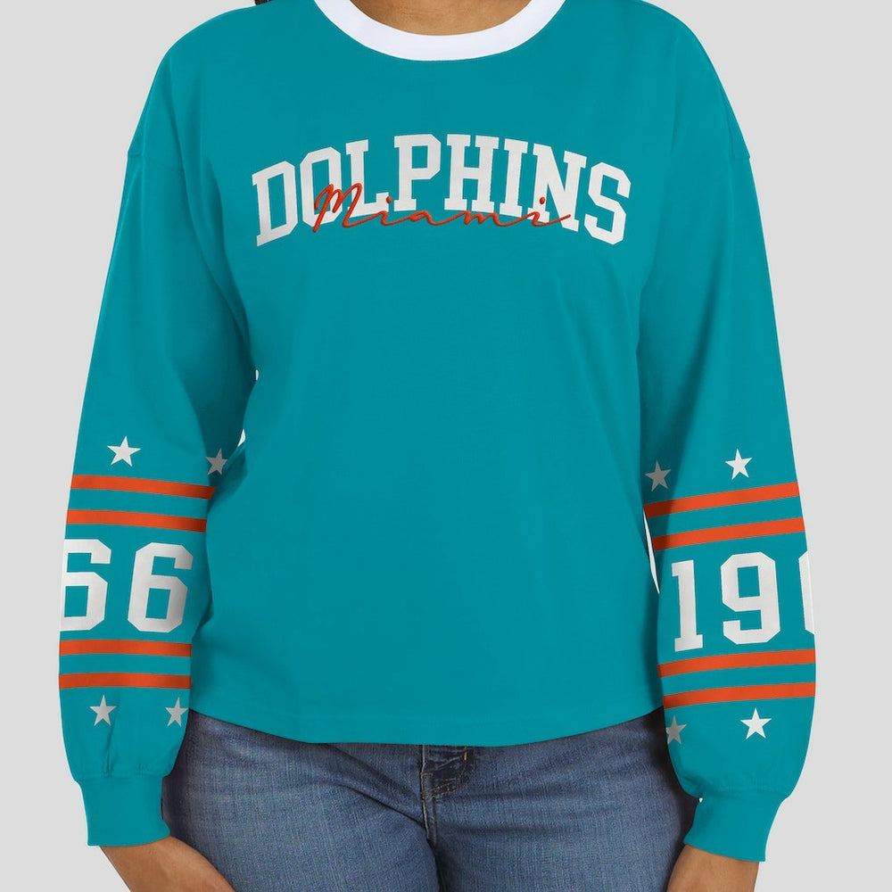 WEAR by Erin Andrews Women's Sport Long-Sleeve T-Shirt - Miami Dolphins T-shirts