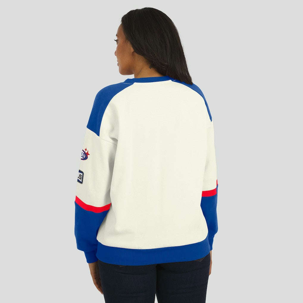 WEAR by Erin Andrews Women's Racing Crew V-Neck Sweatshirt - Buffalo Bills Sweatshirts