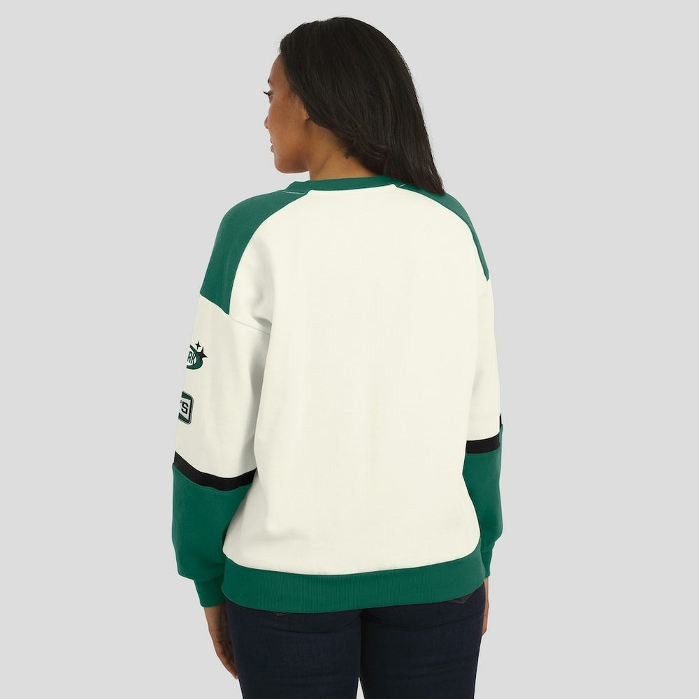 WEAR by Erin Andrews Women's Racing Crew V-Neck Sweatshirt - New York Jets Sweatshirts