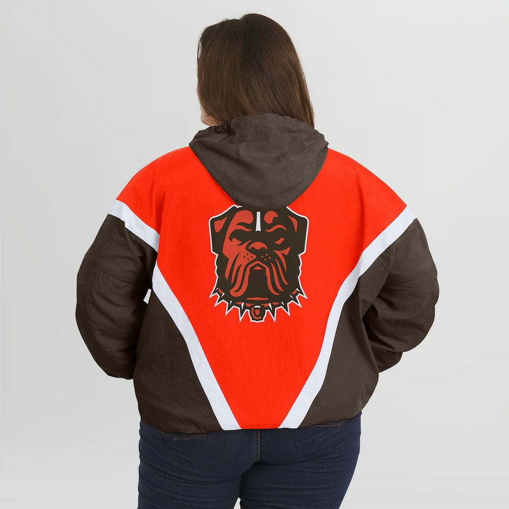 WEAR by Erin Andrews Women's Plus Size Retro Crinkle Full-Zip Hoodie Windbreaker Jacket - Cleveland Browns Hoodies