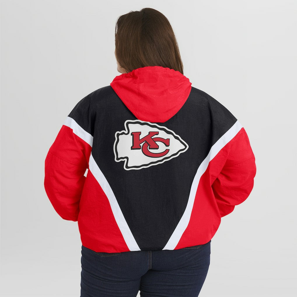 WEAR by Erin Andrews Women's Plus Size Retro Crinkle Full-Zip Hoodie Windbreaker Jacket - Kansas City Chiefs Hoodies
